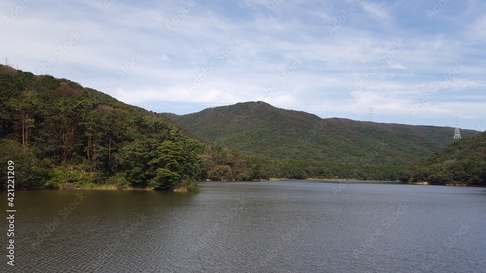 lake and mountains