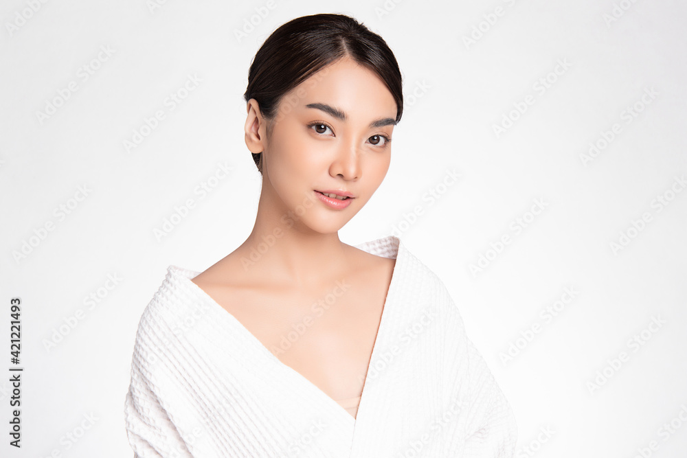 Beautiful young asian woman with clean fresh skin on white background, Face care, Facial treatment, Cosmetology, beauty and spa, Asian women portrait Beautiful young asian woman with clean fresh skin on white background, Face care, Facial treatment, Cosmetology, beauty and spa, Asian women portrait