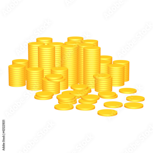 マネーのイラスト素材　積み上げられた金のコイン　（1_4）