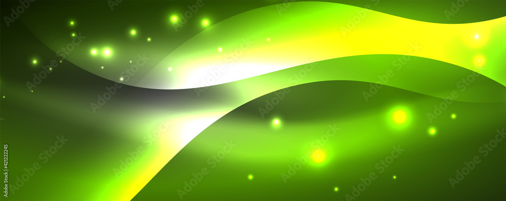 Shiny glowing neon wave, light lines abstract background. Magic energy and motion concept. Vector wallpaper template Shiny glowing neon wave, light lines abstract background. Magic energy and motion concept. Vector wallpaper template