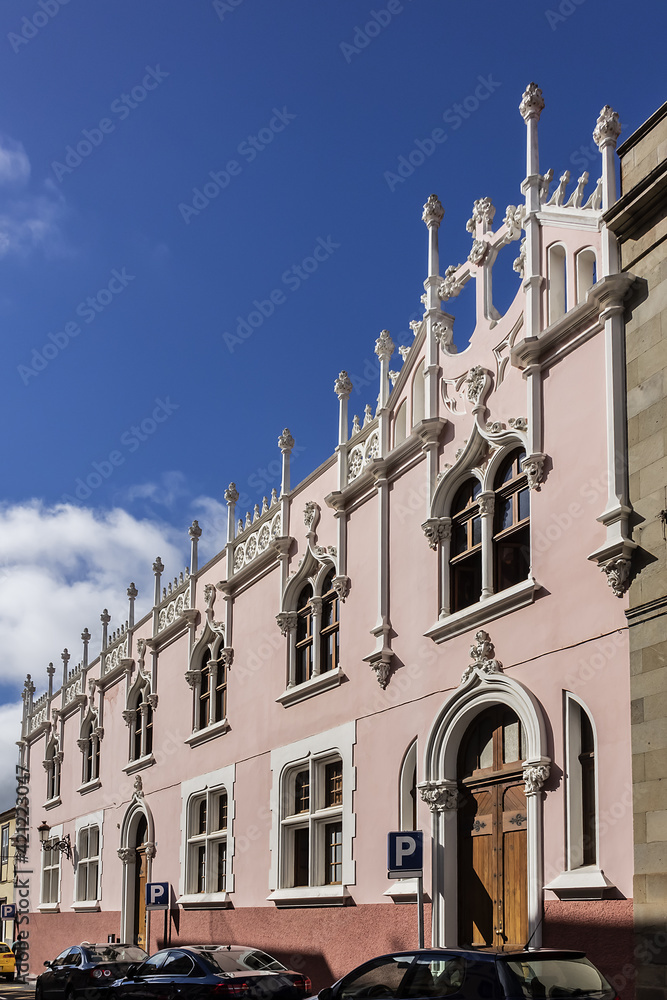 Beautiful architecture of the of 18th century building, formerly Colegio de las Madres Dominicas. San Cristobal de La Laguna, Tenerife, Canary Islands, Spain.
