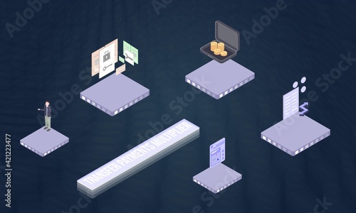 Quadro em tela Transfer payments multiplier concept on abstract design