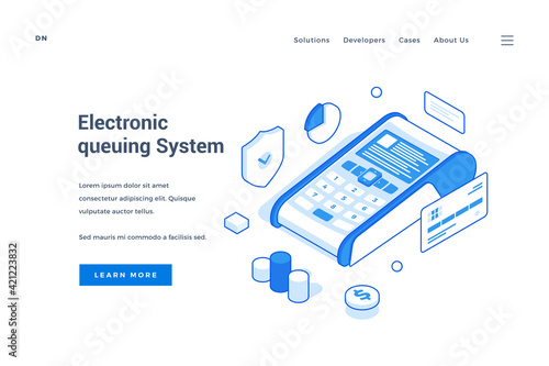 Graphic banner for website of electronic queuing system service
