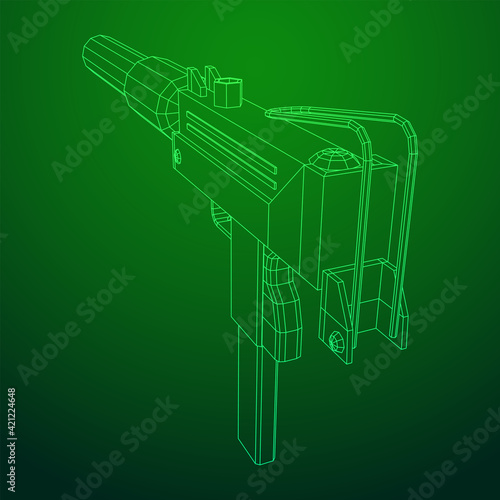 Submachine gun modern firearms pistol with silencer