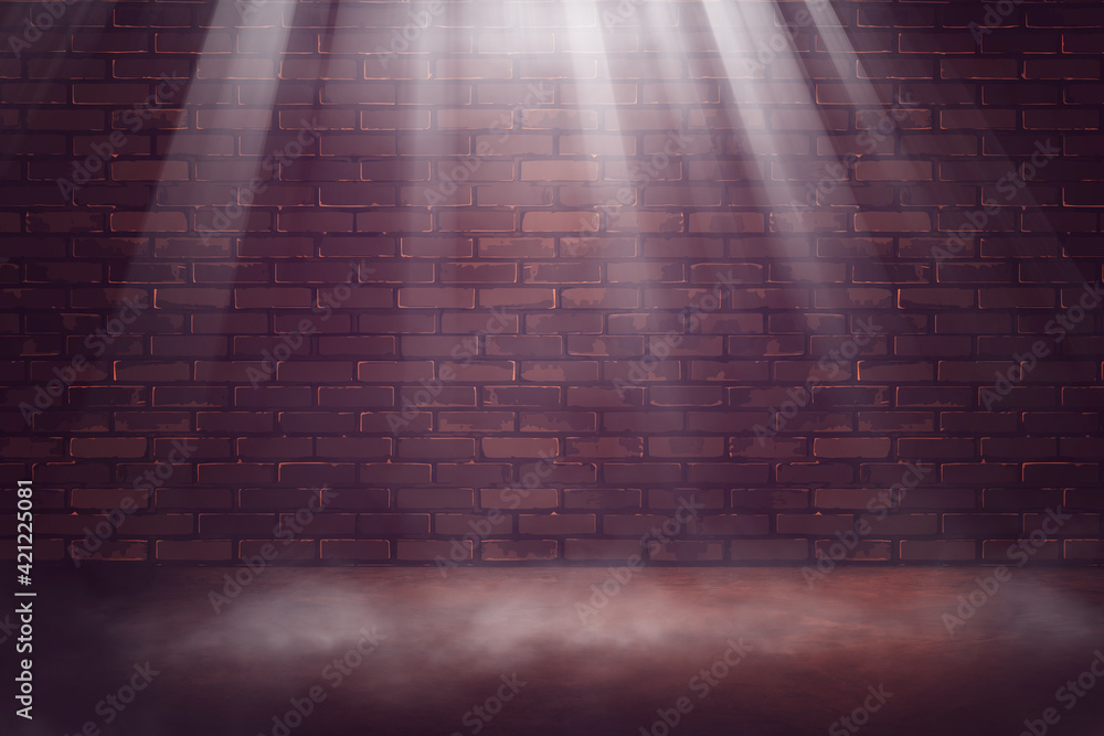 Ancient brick wall background and fog - obrazy, fototapety, plakaty 
