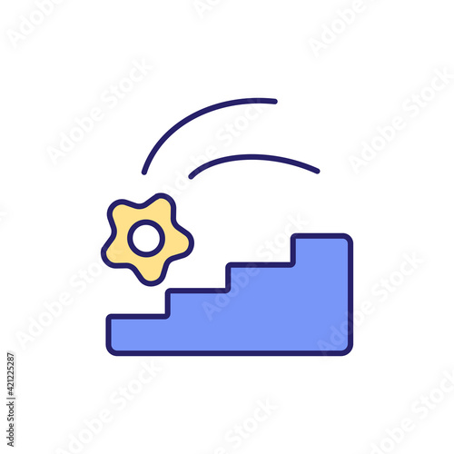Negative motivation turning in positive motivation RGB color icon. Punishment for poor performance. Pessimist and optimist. Mechanism and gear. Inspiration. Isolated vector illustration