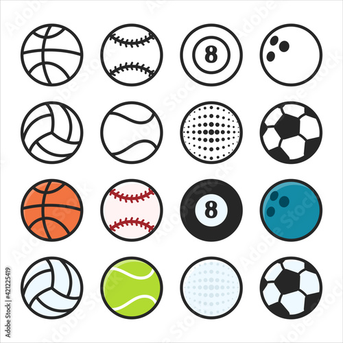 Vector Objects Spherical soccer balls for various sports events. Isolated on white background.