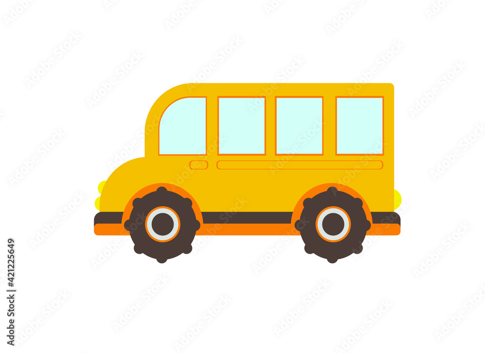 yellow bus, vector illustration on a white background