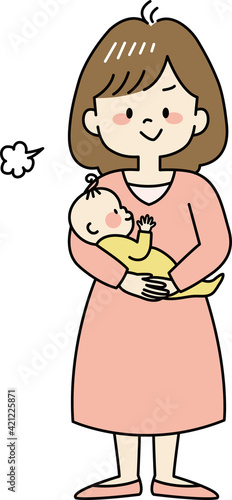 やる気に満ち溢れるお母さんと赤ちゃん（全身）	
