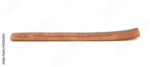 brown wooden stick incense stick holder isolated on white background