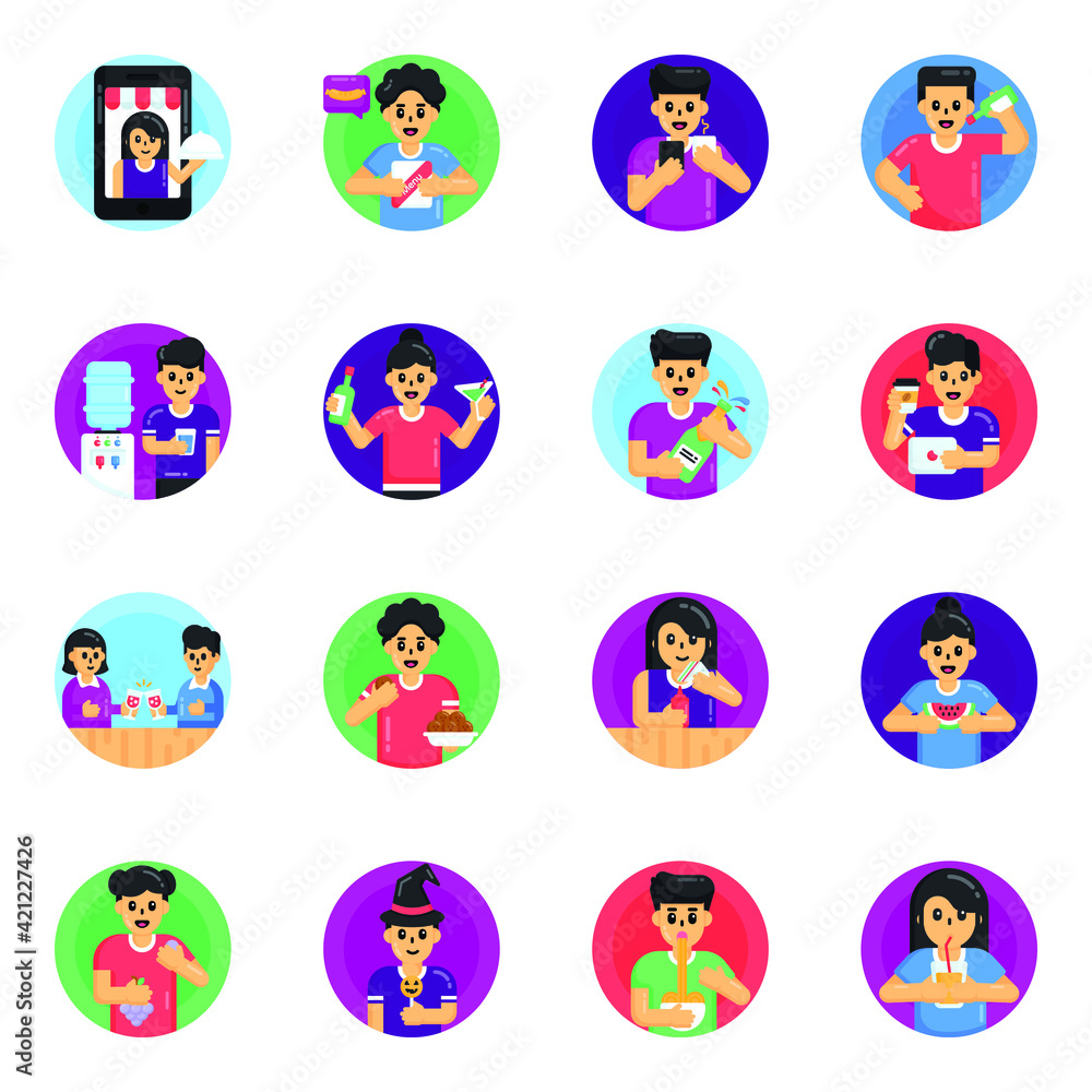 Fototapeta premium Flat Round Icons of Shopping 