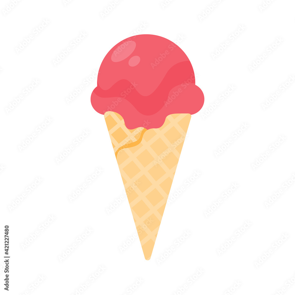 Vector ice cream. Sweet ice cream made from fruit and waffle cones. Refreshing in summer