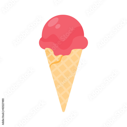 Vector ice cream. Sweet ice cream made from fruit and waffle cones. Refreshing in summer