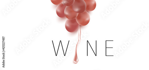 Bunch of grapes, grape juice, drop. Vector
