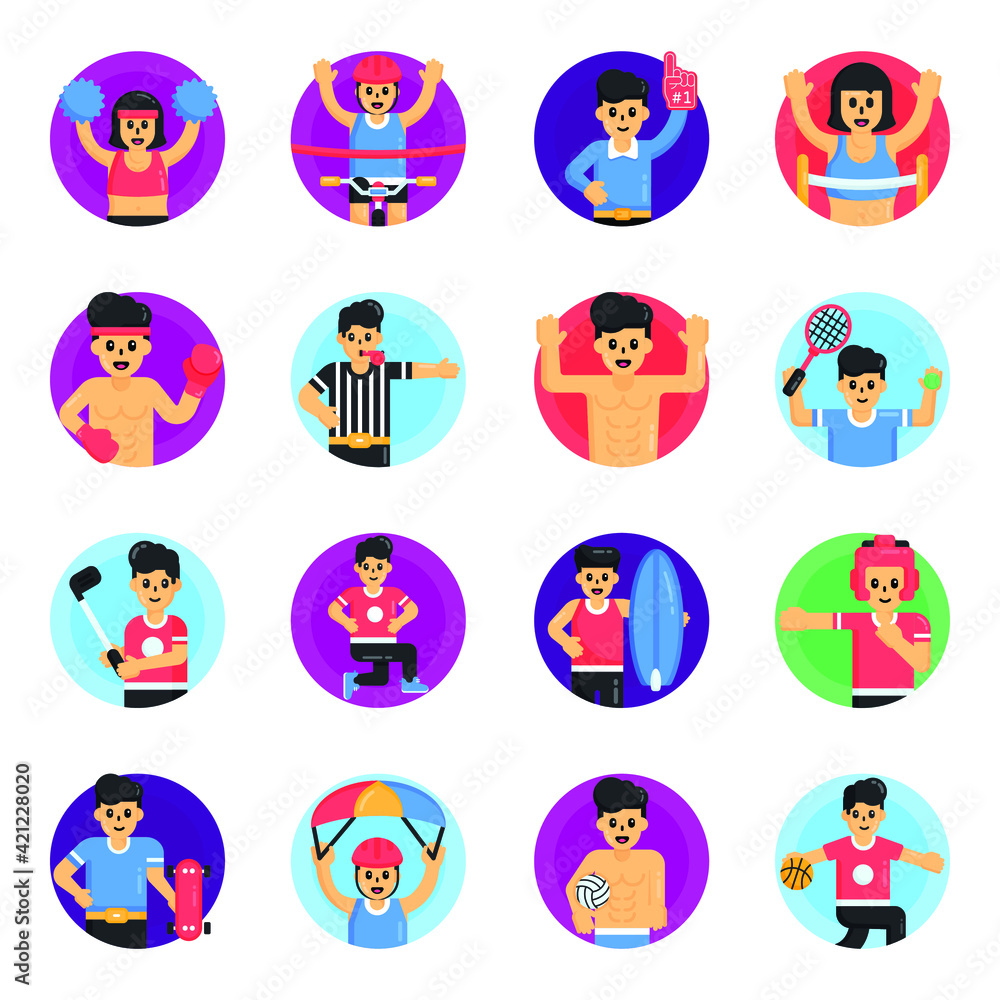Fototapeta premium Pack of Fitness and Sports Flat Icons