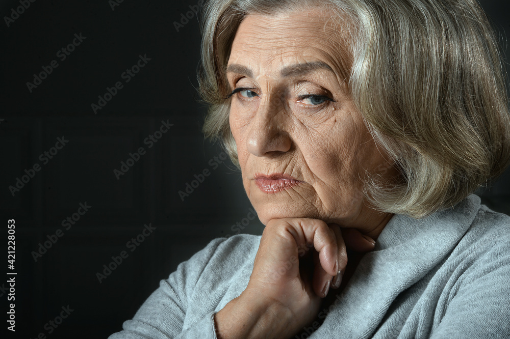 portrait of beautiful sad senior woman portrait of beautiful sad senior woman