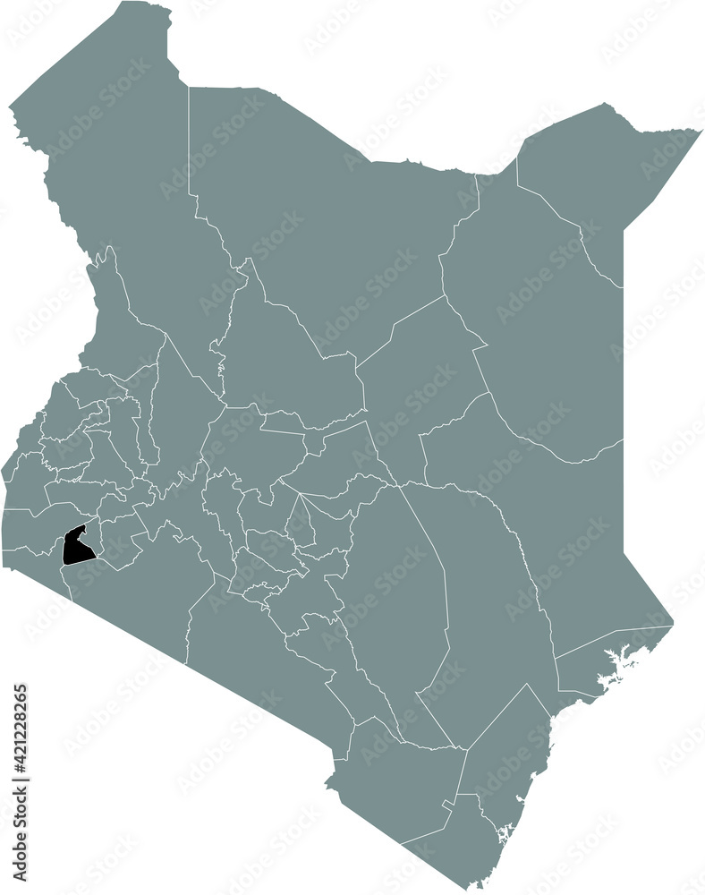 Map Of Kisii County Black Highlighted Location Map Of The Kenyan Kisii County Inside Gray Map  Of The Republic Of Kenya Stock Vector | Adobe Stock