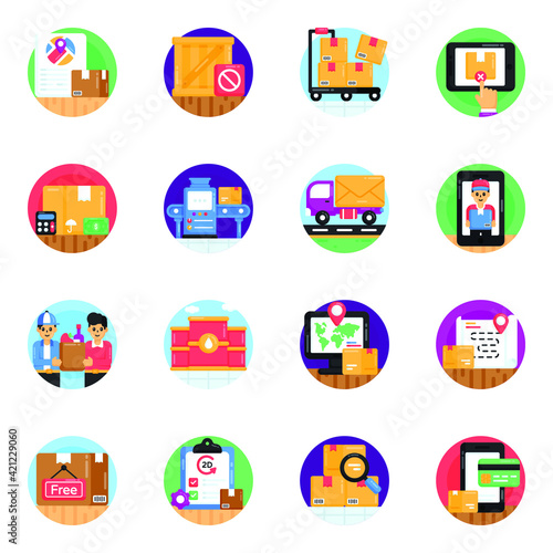  Pack of Delivery Services Flat Rounded Icons