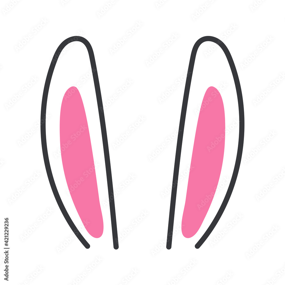 Vector flat variety of rabbit ears For decoration at a children's party on Easter. Vector flat variety of rabbit ears For decoration at a children's party on Easter.