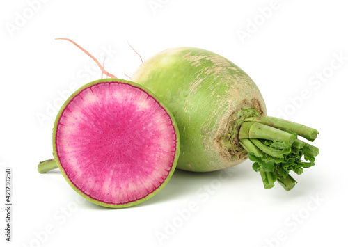 Watermelon radish, chinese red meat radish stock photo