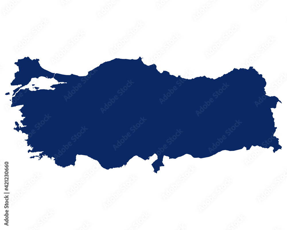 Karte der Tuerkei in blauer Farbe