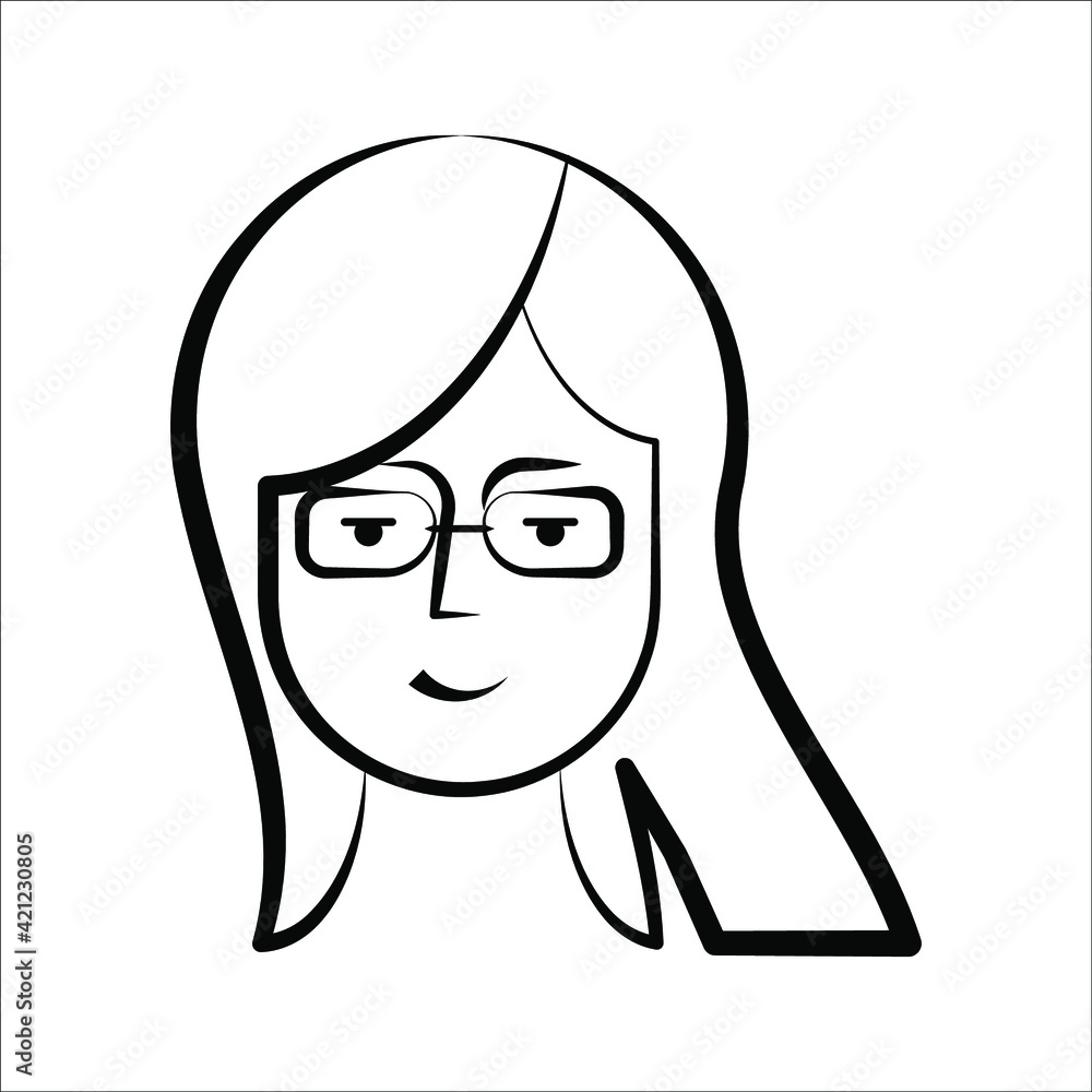 Woman beautiful face icon vector illustration on white background. color editable