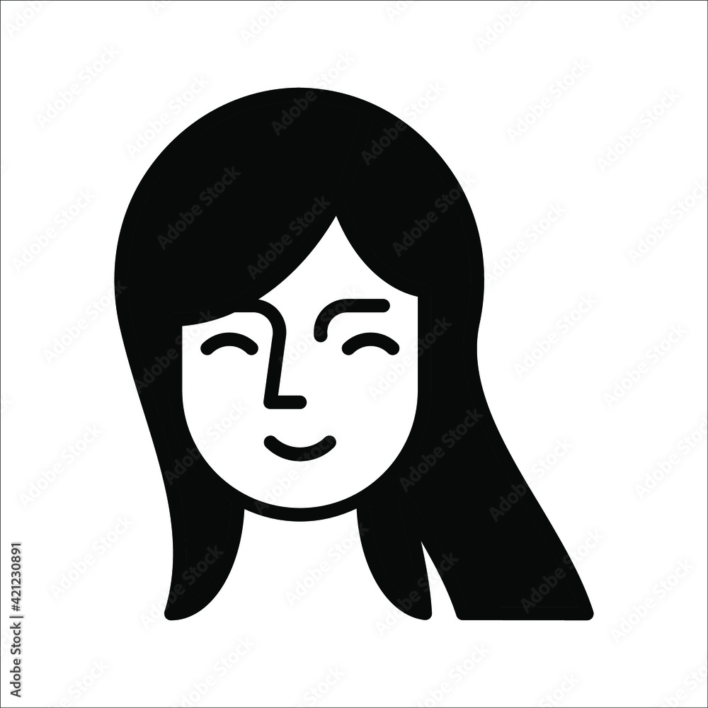 Woman beautiful face icon vector illustration on white background. color editable Woman beautiful face icon vector illustration on white background. color editable