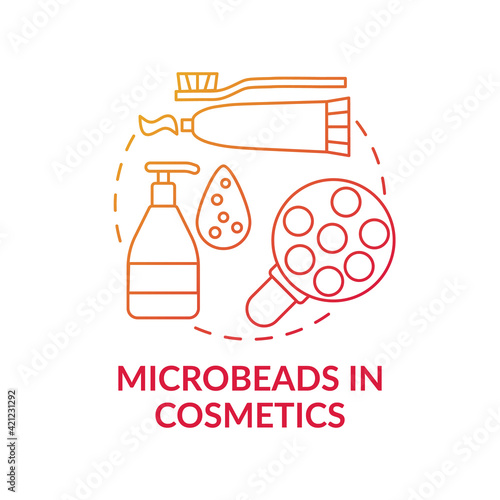 Microbeads in cosmetics concept icon. Microplastics sources idea thin line illustration. Ecology problem. Harmful pollution. Vector isolated outline RGB color drawing.