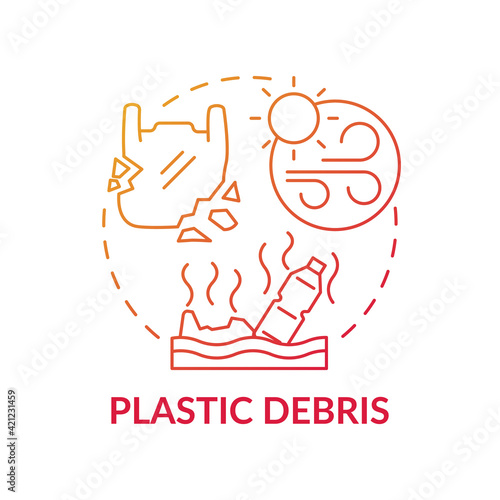 Plastic debris concept icon. Environmental responsibility idea thin line illustration. Nature contamination with toxic pollutants. Vector isolated outline RGB color drawing.