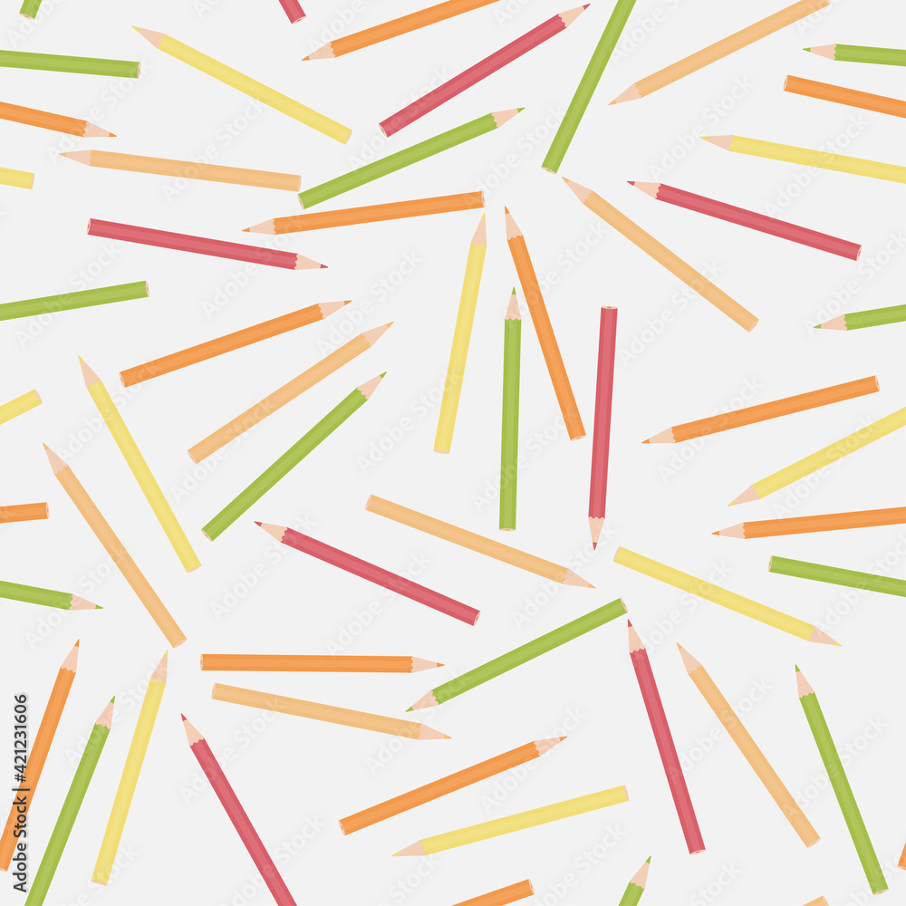 Seamless pattern with colored pencils. Vector