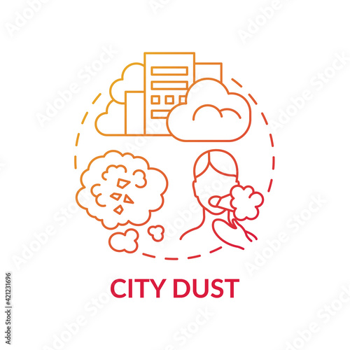 City dust concept icon.Toxic smog idea thin line illustration. Microplastics sources. Harmful pollution. Climate change. Vector isolated outline RGB color drawing