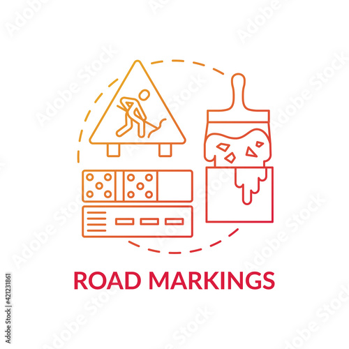 Road markings concept icon. Microplastics sources idea thin line illustration. Environmental responsibility. Highway code. Vector isolated outline RGB color drawing.