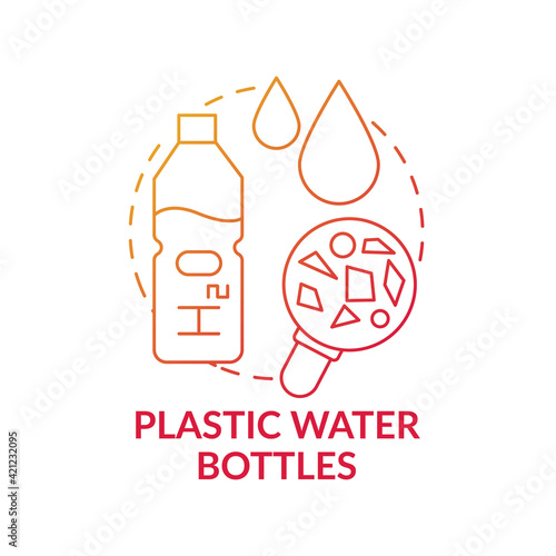 Plastic water bottles concept icon. Top environmental challenges idea thin line illustration. Harmful effects of plastic on nature. Vector isolated outline RGB color drawing