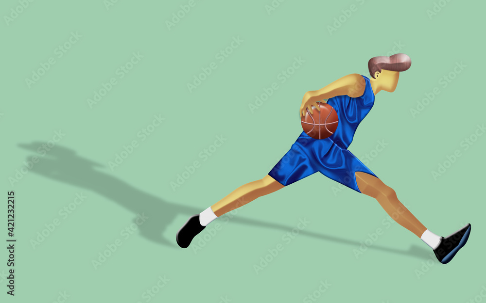 Basketball Sportler mit dem Ball.