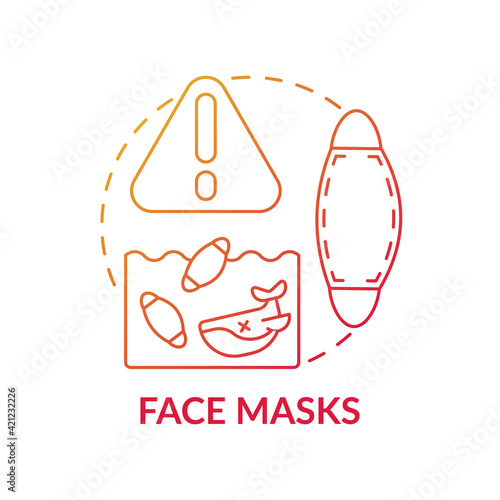 Face masks concept icon. Top environmental challenges idea thin line illustration. Protective equipment against covid. Ecology problem. Vector isolated outline RGB color