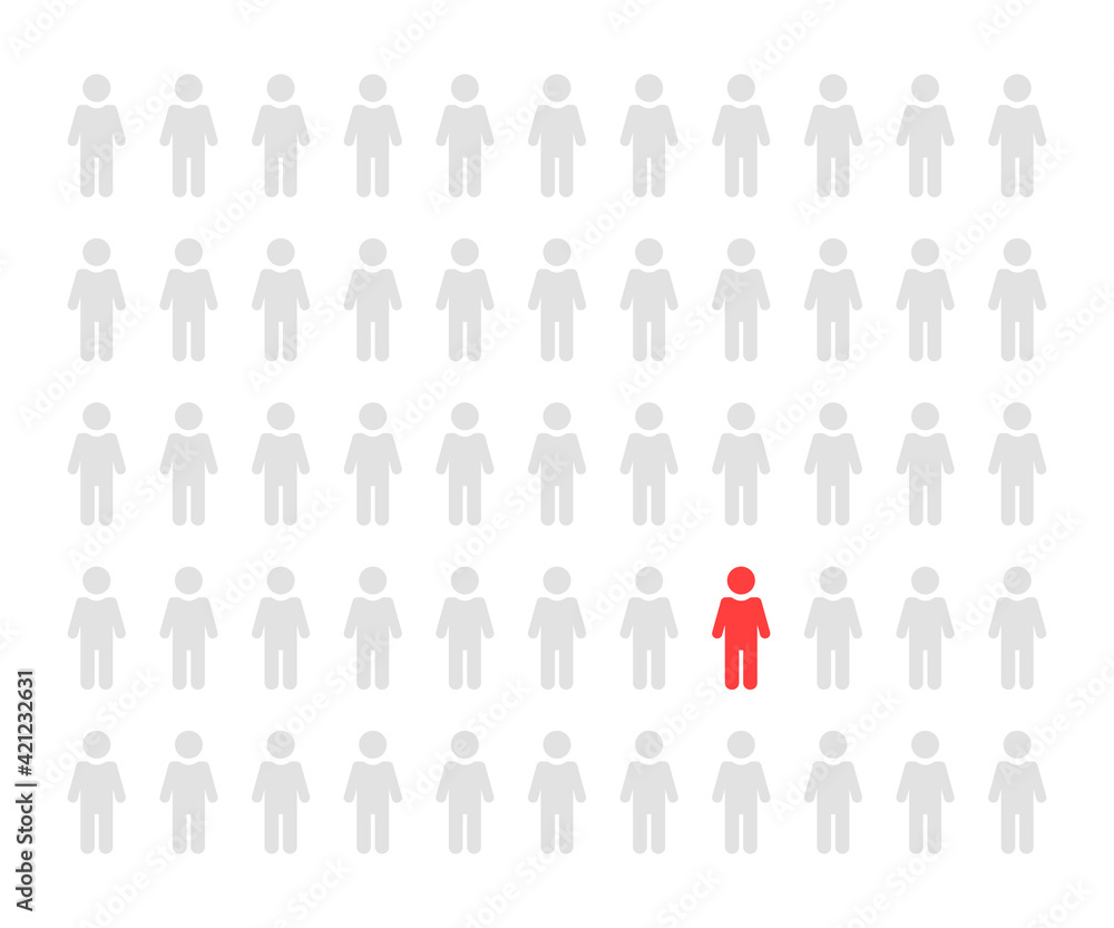 crowd of people with individual stick figure crowd of people with individual stick figure
