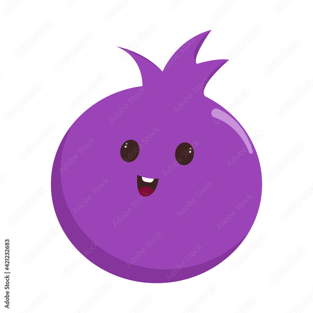 Sweet blueberries. Funny fruit character. Emotions. Fruit emoticon. Kawaii. Vector flat illustration.