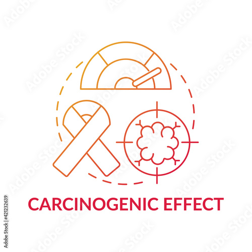 Carcinogenic effect concept icon. Microplastics health effects idea thin line illustration. Harmful impact on human. Vector isolated outline RGB color drawing