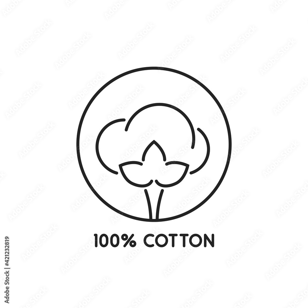 thin line high quality or 100% cotton round icon thin line high quality or 100% cotton round icon