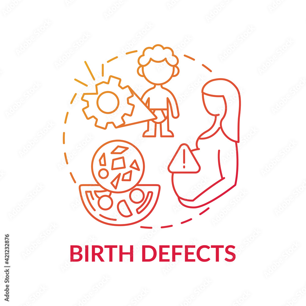 Birth defects concept icon. Microplastics health effects idea thin line illustration. Harmful effect on human body. Negative impact ob pregnancy. Vector isolated outline RGB color drawing Birth defects concept icon. Microplastics health effects idea thin line illustration. Harmful effect on human body. Negative impact ob pregnancy. Vector isolated outline RGB color drawing