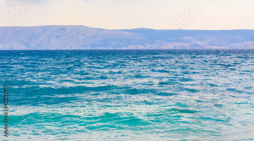 Wonderful turquoise blue water seascape and beach Novi Vinodolski Croatia. photo