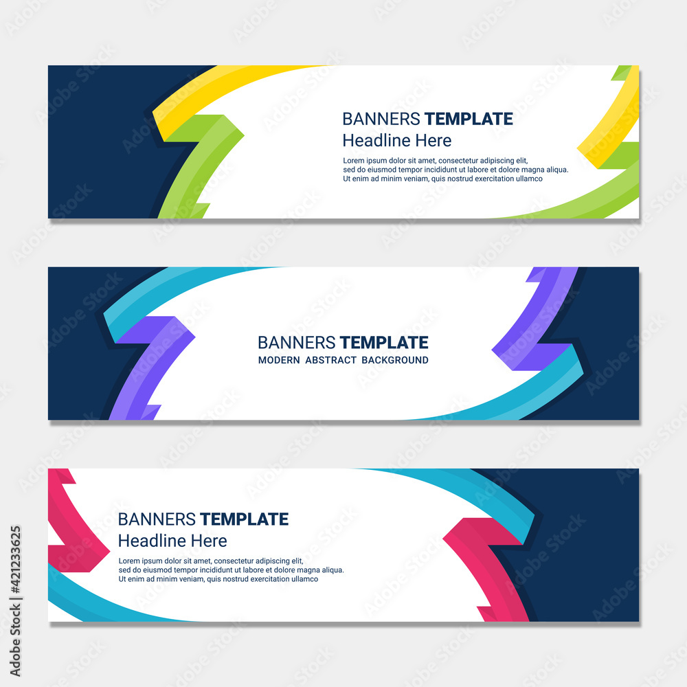 Set of horizontal banner design modern social media template isolated white background Set of horizontal banner design modern social media template isolated white background