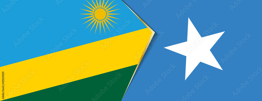 Rwanda and Somalia flags, two vector flags. Rwanda and Somalia flags, two vector flags.