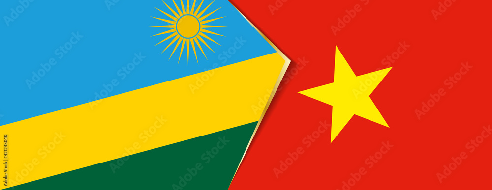 Rwanda and Vietnam flags, two vector flags. Rwanda and Vietnam flags, two vector flags.