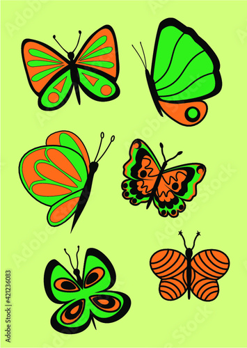 butterfly green collection in different positions