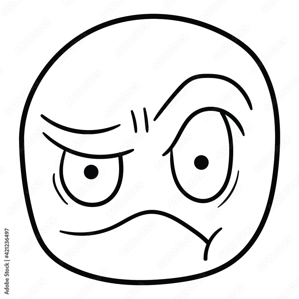 Angry face line art cartoon