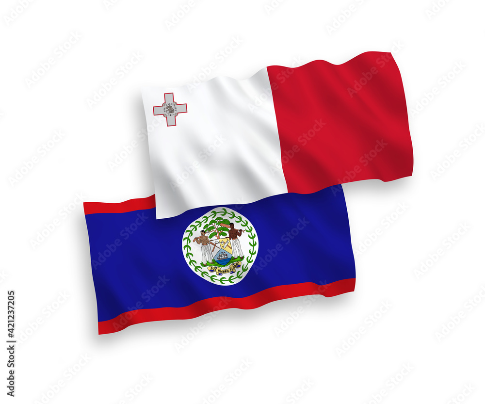 Flags of Malta and Belize on a white background Flags of Malta and Belize on a white background