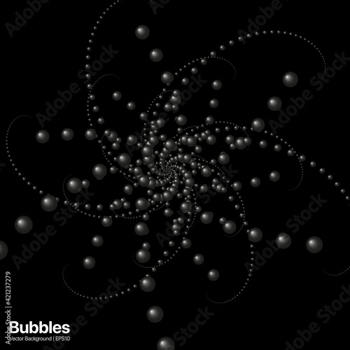 Bubbles Abstract Dark Square Background. Vector illustration