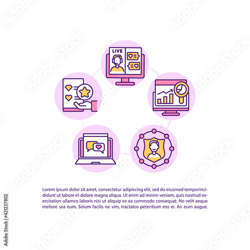 Best online dating services concept line icons with text. PPT page vector template with copy space. Brochure, magazine, newsletter design element. Dating linear illustrations on white