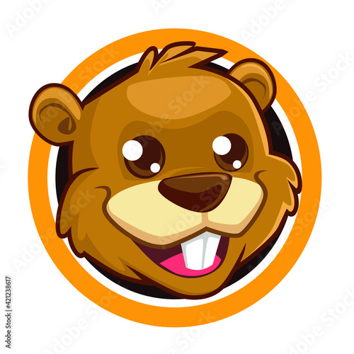 head beaver  mascot cartoon in vector